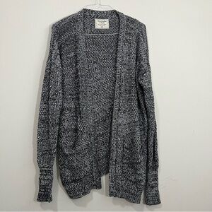 Abercrombie & Fitch Cardigan Sweater Women's M B&W Open Chunky Back Hem Slit